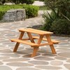 Gardenised Wooden Kids Outdoor Picnic Table for Garden and Backyard, Stained QI004477